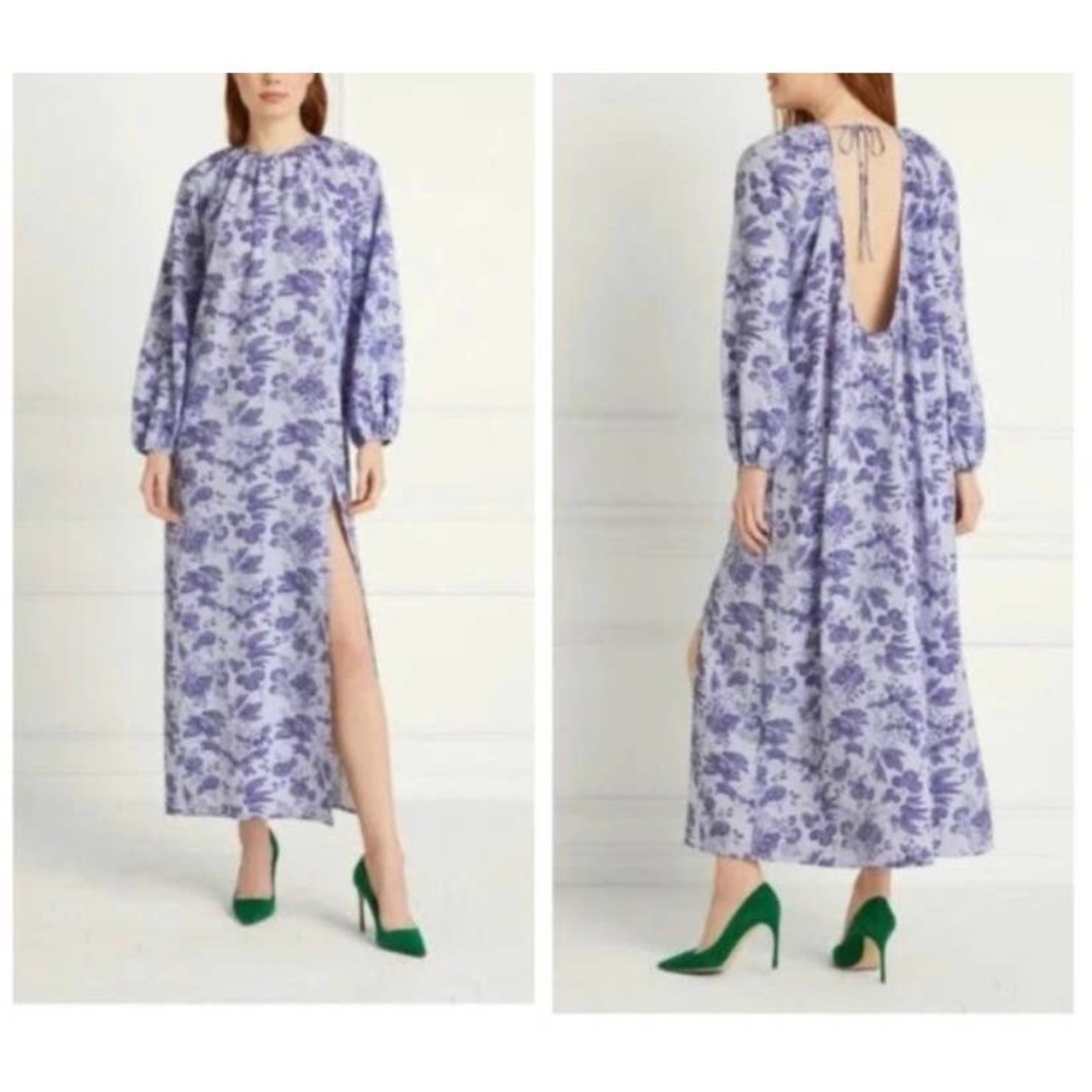 HILL HOUSE The Simone Midi Dress Lilac Purple Tonal Floral‎ MED NWT Boho Cottage